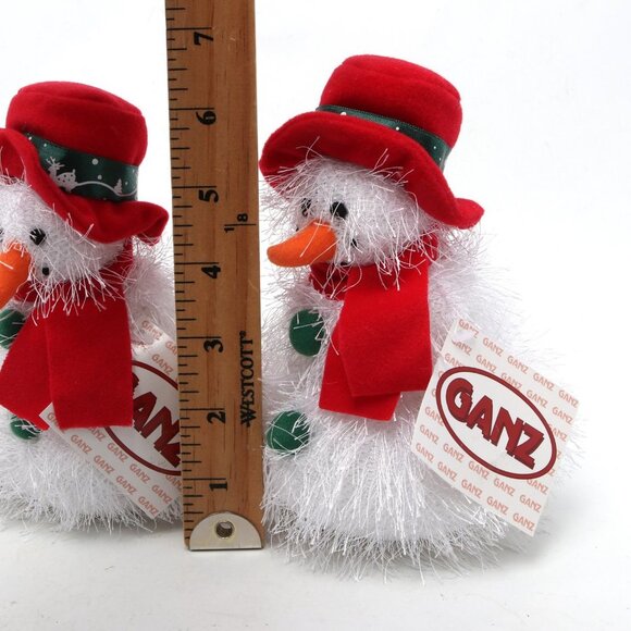 Vintage Ganz Snowman Christmas Plush Lot of 3 Holidays Eyelash Fur White Red - Picture 3 of 4